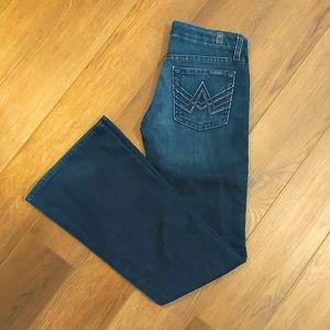 7FAM Lexie "A" Pocket flare jeans dark wash rinse EUC size 24